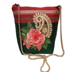 Green reddish maroon Khan Sling Bag