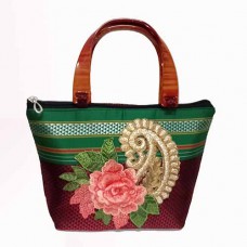 Maroon khun purse with acrylic handles
