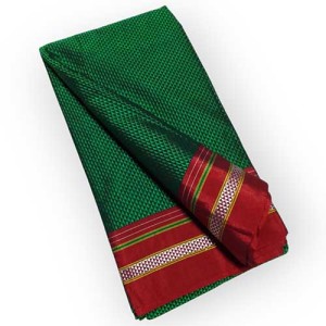 Emerald Green-reddish maroon plain khan saree