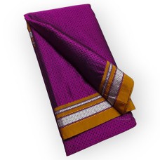 Khan saree in magenta colour with mustard border