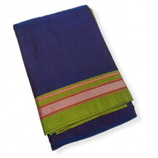 Royal blue with neon green plain khan saree